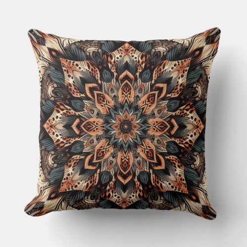 Kaleidoscope Leopard  Tiger Prints C Throw Pillow