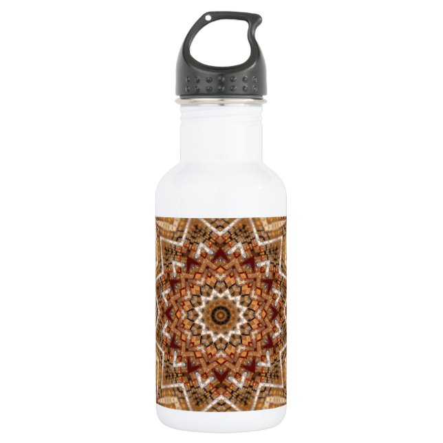 Kaleidoscope Light Brown Star Stainless Steel Water Bottle (Front)