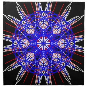 kaleidoscope mandala art black red white blue napkin