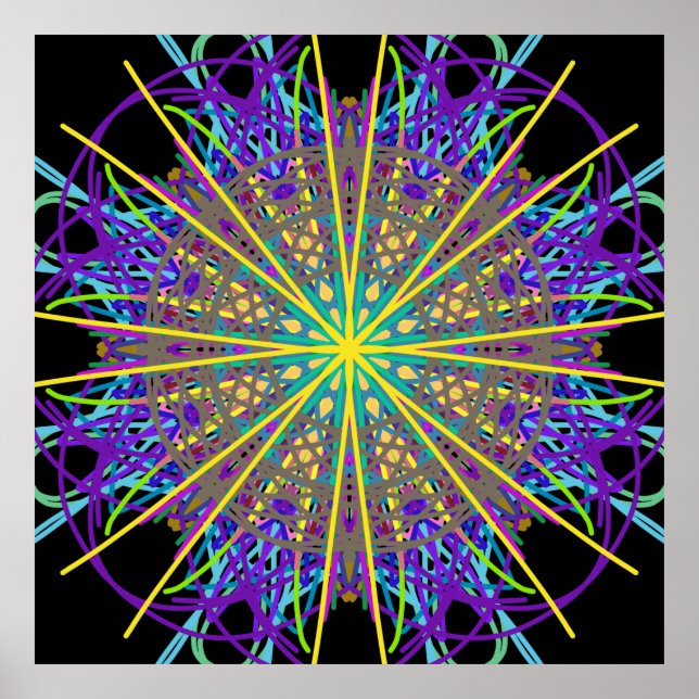 Kaleidoscope Mandala Art Energy Flower Poster (Front)
