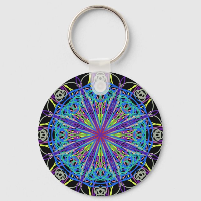 Kaleidoscope Mandala Art Joyful Colors Keychain (Front)