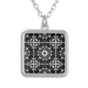 Kaleidoscope mandala art silver plated necklace