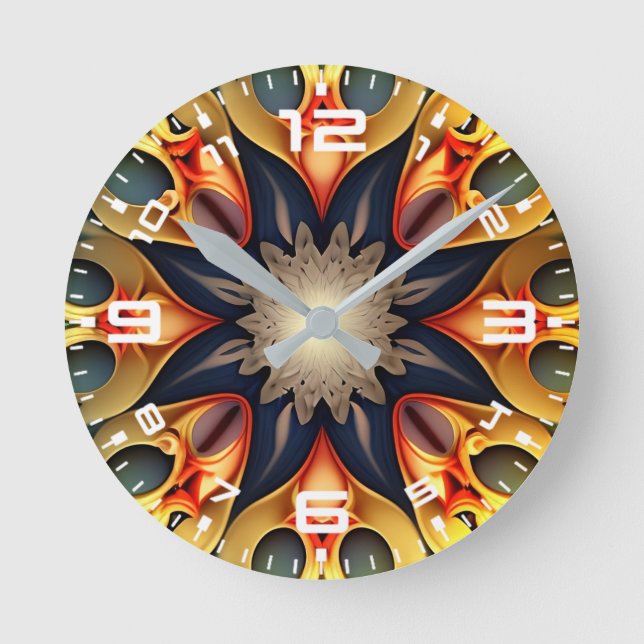 Kaleidoscope Mandala Flower Design-23091 Round Clock (Front)