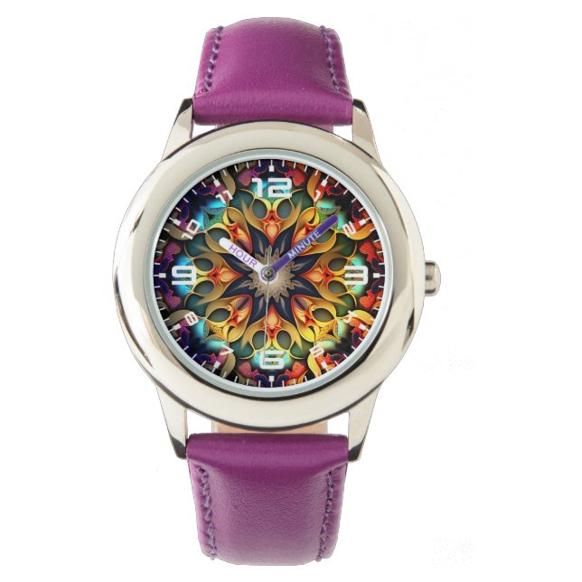 Kaleidoscope Mandala Flower Design-23091 Watch (Front)