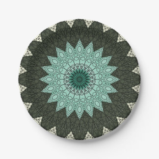 Kaleidoscope Mandala in Green and Blue Paper Plates