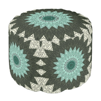 Kaleidoscope Mandala in Green and Blue Pouf
