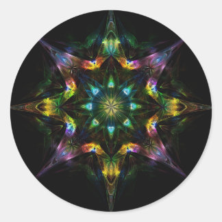 Kaleidoscope Mandala - Purple Green Black Classic Round Sticker