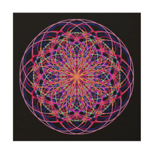 Kaleidoscope Mandala Wood Wall Art Red Black