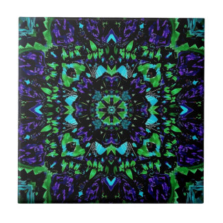 Kaleidoscope of Blue and Green  Ceramic Tile