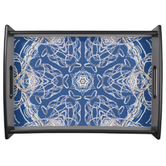 Kaleidoscope of Blue and Snow Serving Tray