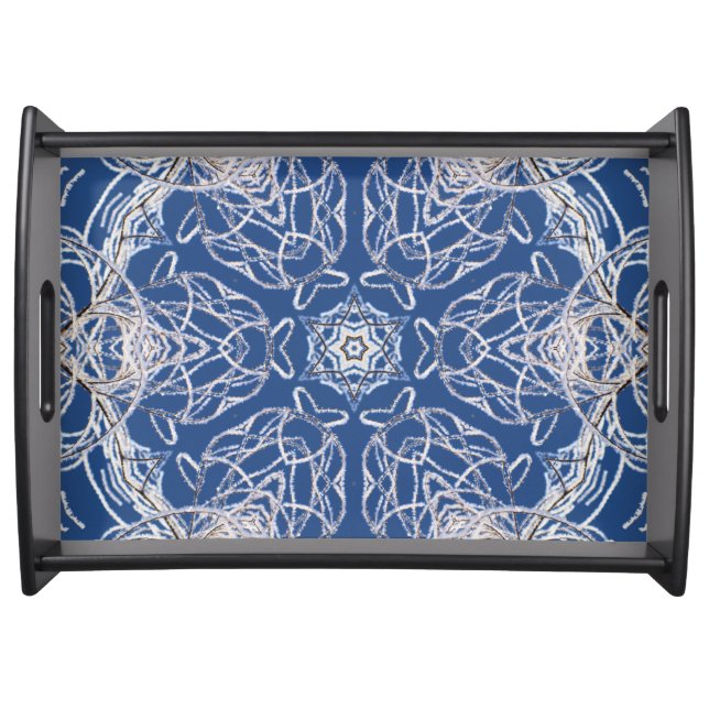 Kaleidoscope of Blue and Snow Serving Tray (Front)