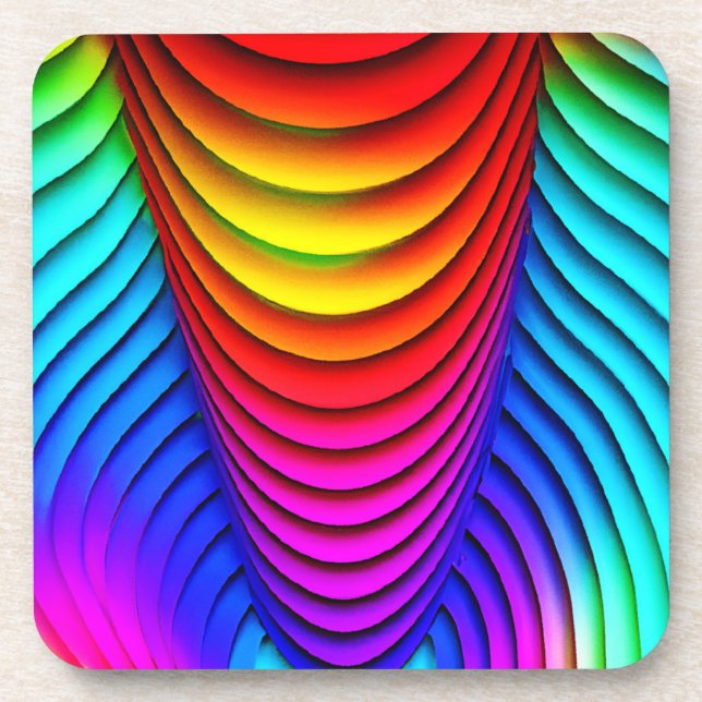 Kaleidoscope of Colors 3D Pattern Beverage Coaster (Front)