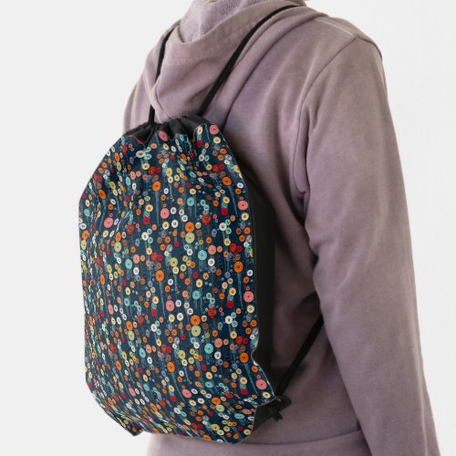 Kaleidoscope of Creativity Vibrant Buttons Drawstring Bag