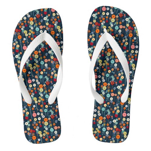 Kaleidoscope of Creativity Vibrant Buttons Flip Flops