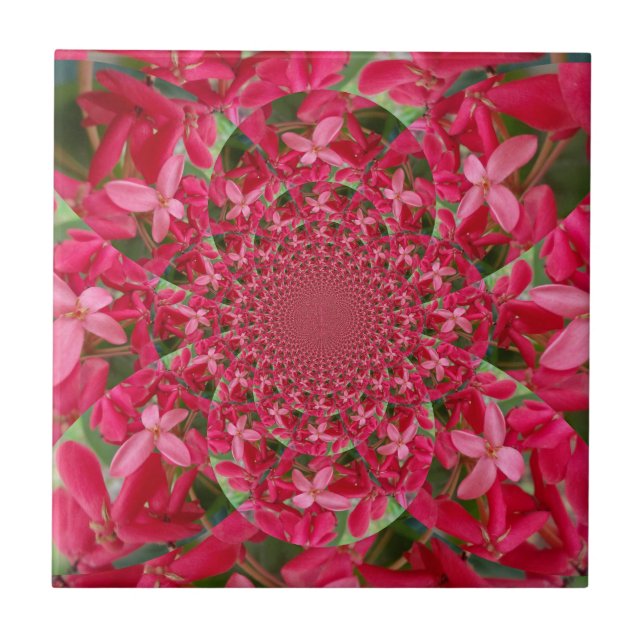 Kaleidoscope of Crimson: Blood Milkweed Flower Art Ceramic Tile (Front)
