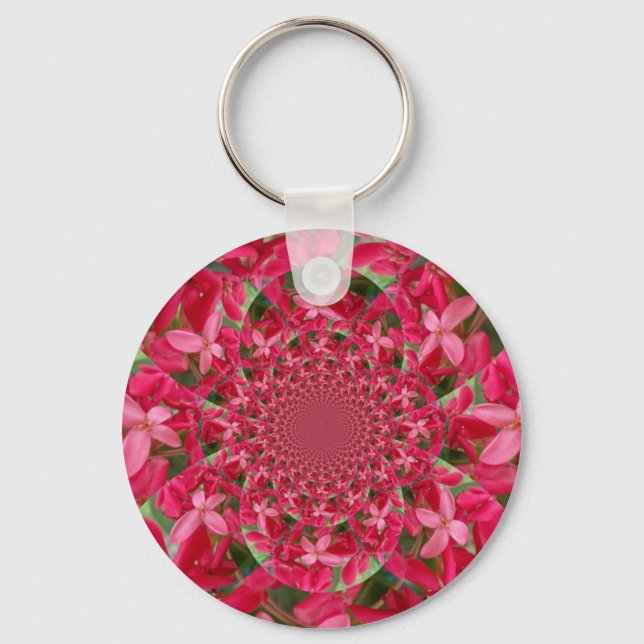 Kaleidoscope of Crimson: Blood Milkweed Flower Art Keychain (Front)