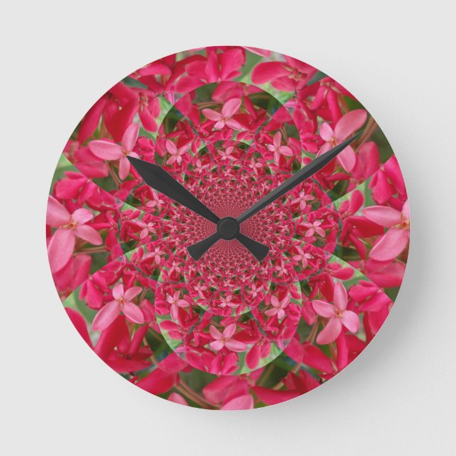 Kaleidoscope of Crimson: Blood Milkweed Flower Art Round Clock (Front)