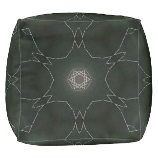 Kaleidoscope of Dew Star Black Background Pouf