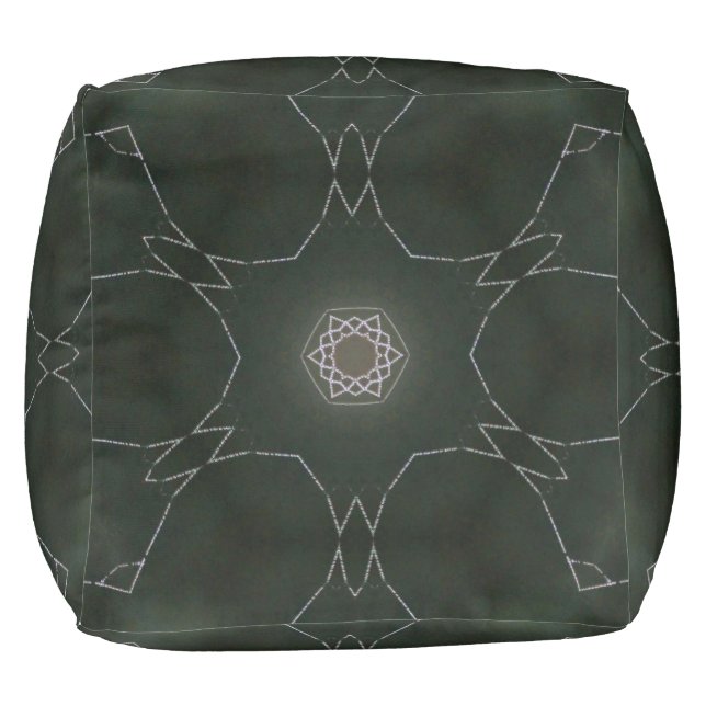 Kaleidoscope of Dew Star Black Background Pouf (Bottom)