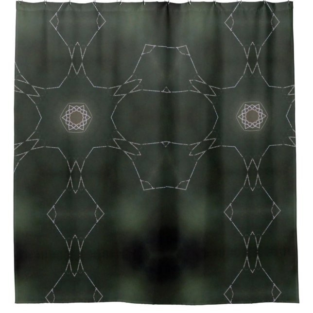 Kaleidoscope of Dew Star Black Background Shower Curtain (Front)