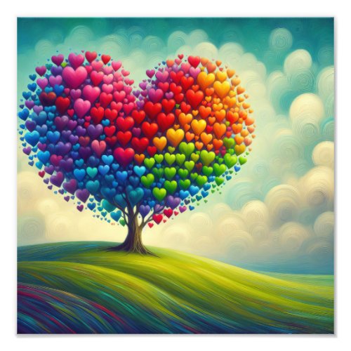 Kaleidoscope of Hearts Tree Photo Print