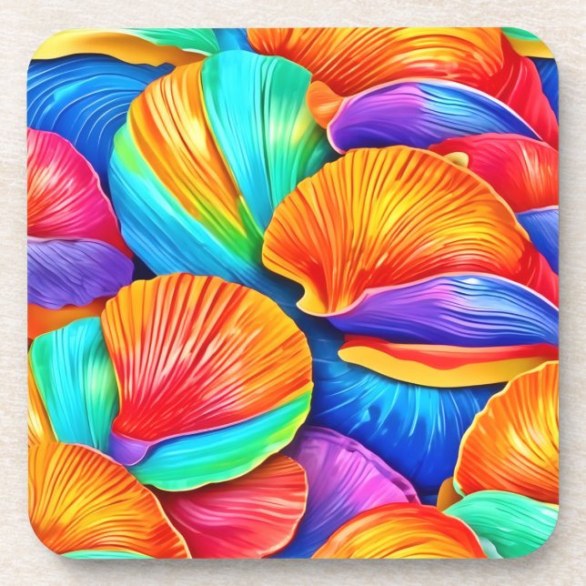 Kaleidoscope of Ocean Shells Beverage Coaster (Front)