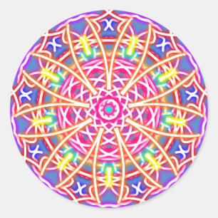 Kaleidoscope on Blue Classic Round Sticker