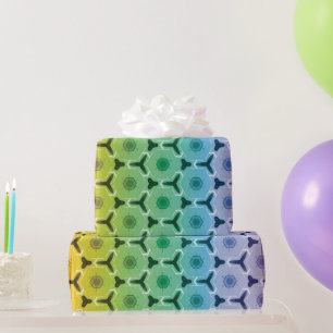 Kaleidoscope pastel rainbow honeycomb pattern wrapping paper