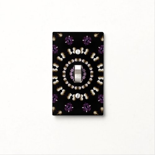 Kaleidoscope Pattern Purple Flowers and Cream Buds Light Switch Cover