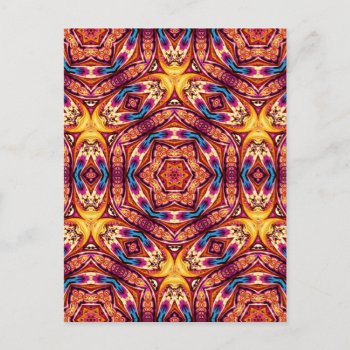 Kaleidoscope Postcard Blue And Cinnamon Brown by tinsleylane at Zazzle
