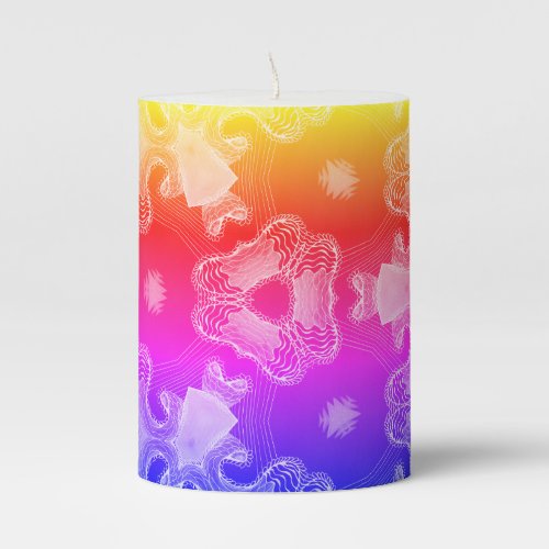 Kaleidoscope Purplepinkyellowblue design Pillar Candle