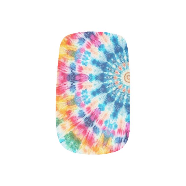 Kaleidoscope Rainbow Tie Dye Minx Nail Art (Left Thumb)