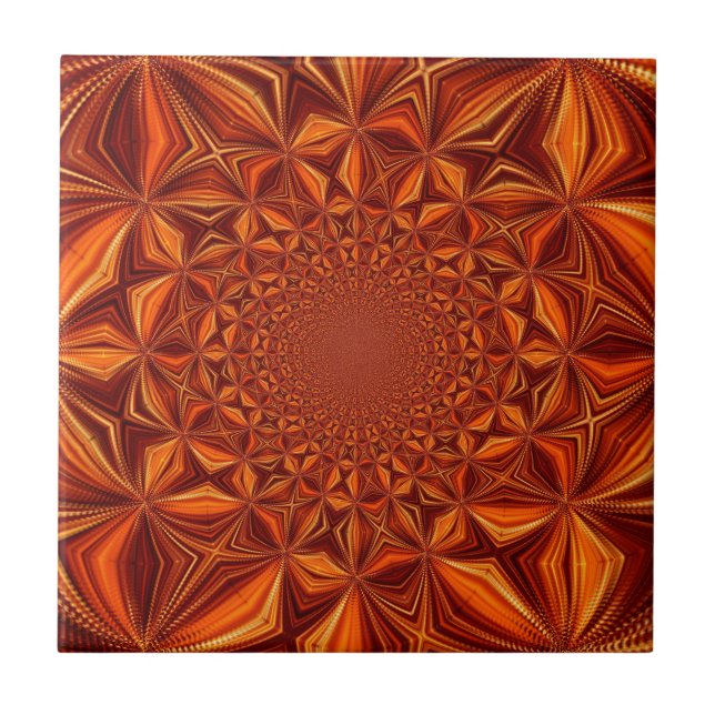 Kaleidoscope Red Digital Art Pattern-67546 Ceramic Tile (Front)