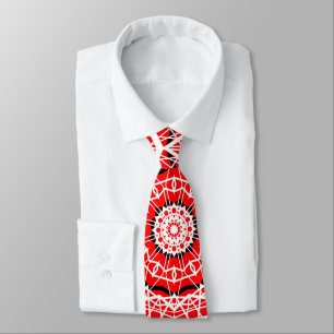 Kaleidoscope Red White Random Stripes Neck Tie