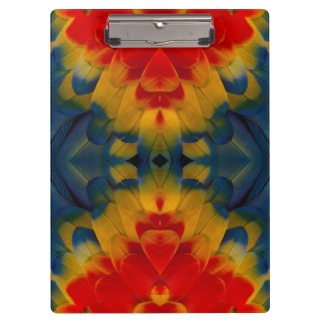 Kaleidoscope Scarlet Macaw design Clipboard (Front)