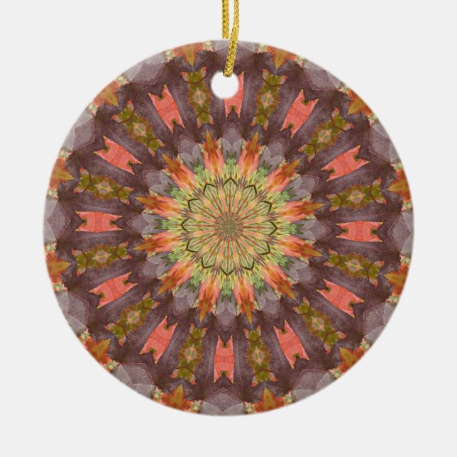 Kaleidoscope series - Autumn Leaves Ceramic Ornament (Front)