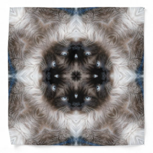 Kaleidoscope Siamese Cat Pattern with Blue Eyes Bandana