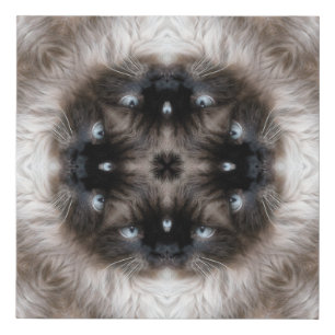 Kaleidoscope Siamese Cat Pattern with Blue Eyes Faux Canvas Print