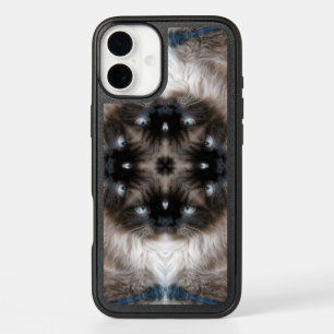 Kaleidoscope Siamese Cat Pattern with Blue Eyes iPhone 16 Plus Case