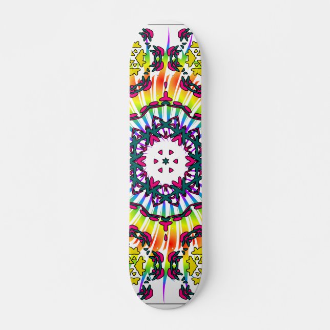 Kaleidoscope & Spiral Design: Custom Skateboard Deck (Front)