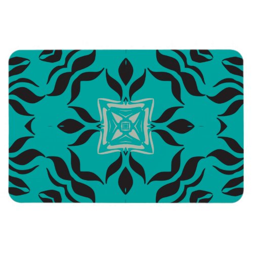 Kaleidoscope Square Aqua Blue Gray Black Magnet