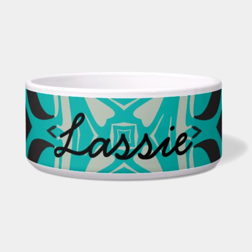 Kaleidoscope Square Aqua Blue Grey Black Bowl