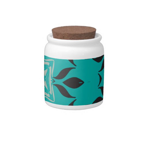 Kaleidoscope Square Aqua Blue Grey Black Candy Jar