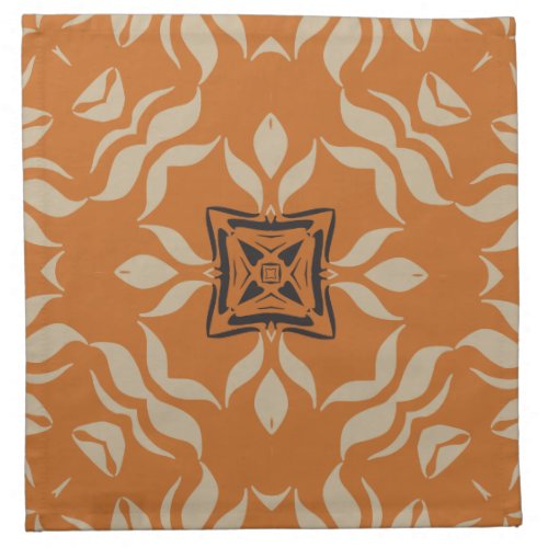 Kaleidoscope Square Orange Tan Brown Cloth Napkin