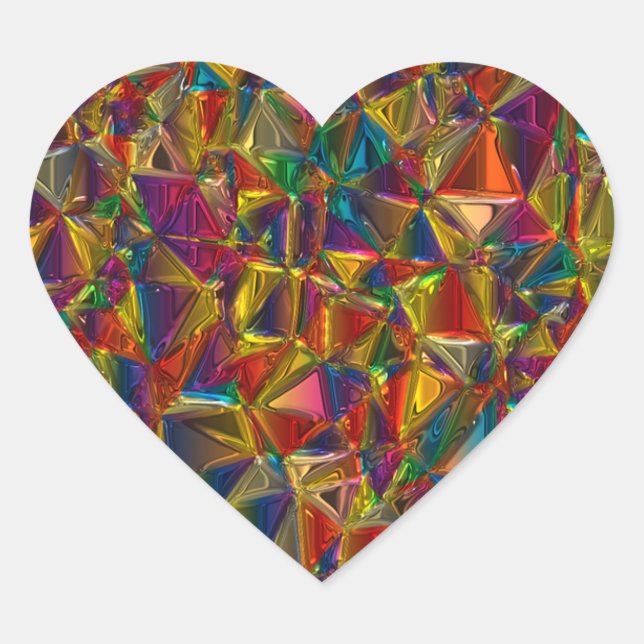 Kaleidoscope Stained Glass Heart Shape Stickers (Front)