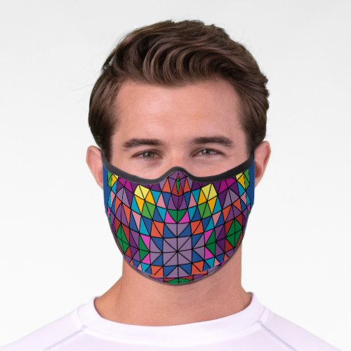 Kaleidoscope Stained Glass Look Pattern Adult Clot Premium Face Mask