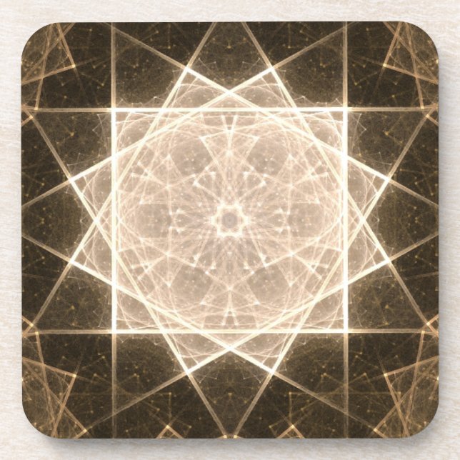 Kaleidoscope Star and Gold Drink Coaster (Front)