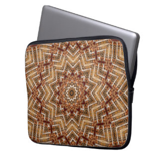 Kaleidoscope Star Mandala Amber Pattern Laptop Sleeve