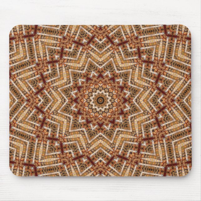 Kaleidoscope Star Mandala Amber Pattern Mouse Pad (Front)