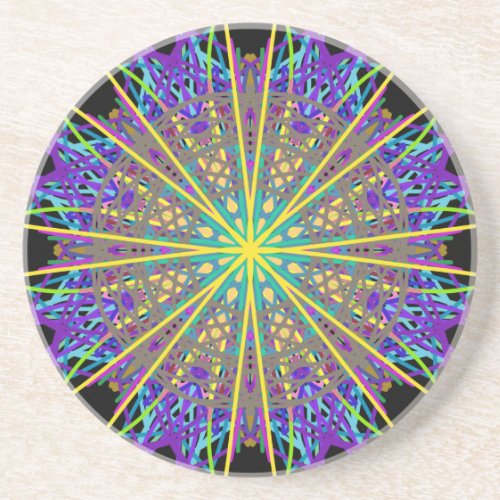 Kaleidoscope Star Purple Orange Green Art Drink Coaster